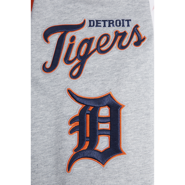 Pro Standard TIGERS MASH UP RIB FLC PO HOODIE - Men's - Heather Grey/Midnight Navy/Orange - Image 7