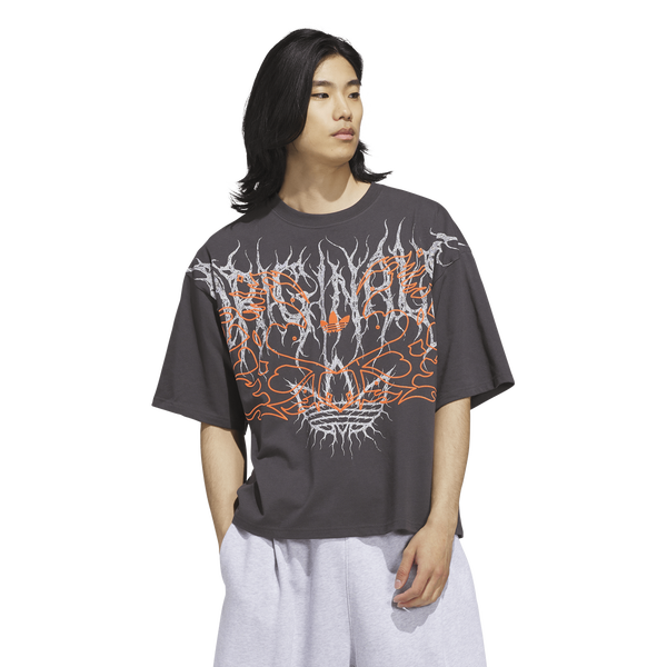 adidas Originals Metal Graphic Boxy T-Shirt - Men's - Utility Black/Solar Orange