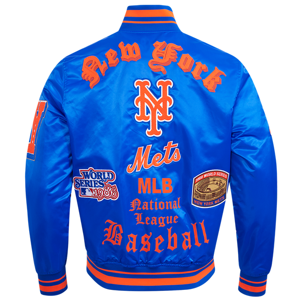 Pro Standard New York Mets Old English Rib Satin Jacket - Men's - Orange/Royal/Royal - Image 2