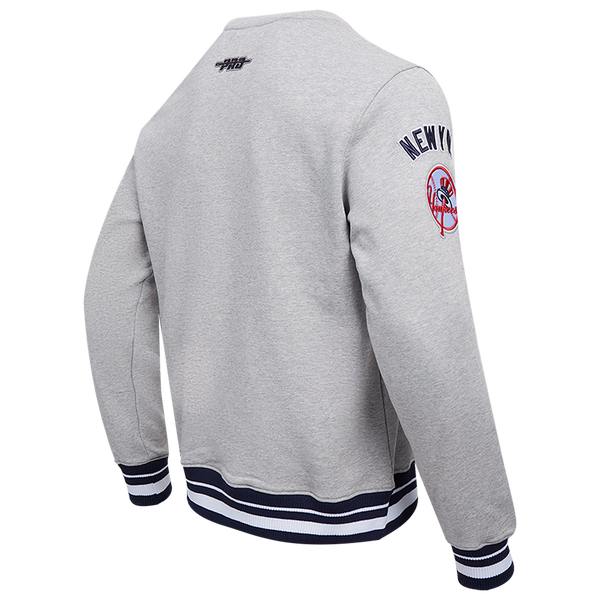 Pro Standard New York Yankees Mash Up Rib Fleece Crewneck - Men's - Heather Grey/Midnight Navy - Image 4