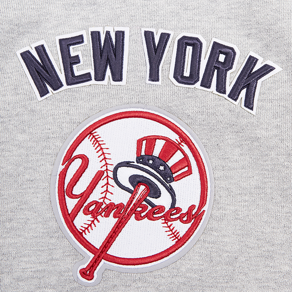 Pro Standard New York Yankees Mash Up Rib Fleece Crewneck - Men's - Heather Grey/Midnight Navy - Image 5