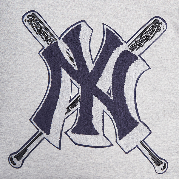 Pro Standard New York Yankees Mash Up Rib Fleece Crewneck - Men's - Heather Grey/Midnight Navy - Image 7