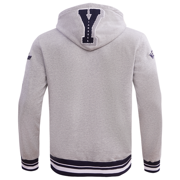 Pro Standard New York Yankees Mash Up Rib Fleece PO Hoodie - Men's - Heather Grey/Midnight Navy - Image 2