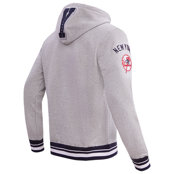 Pro Standard New York Yankees Mash Up Rib Fleece PO Hoodie - Men's - Heather Grey/Midnight Navy - Image 4