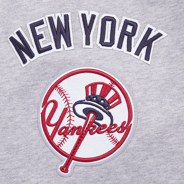 Pro Standard New York Yankees Mash Up Rib Fleece PO Hoodie - Men's - Heather Grey/Midnight Navy - Image 7