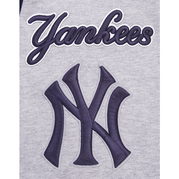 Pro Standard New York Yankees Mash Up Rib Fleece PO Hoodie - Men's - Heather Grey/Midnight Navy - Image 8
