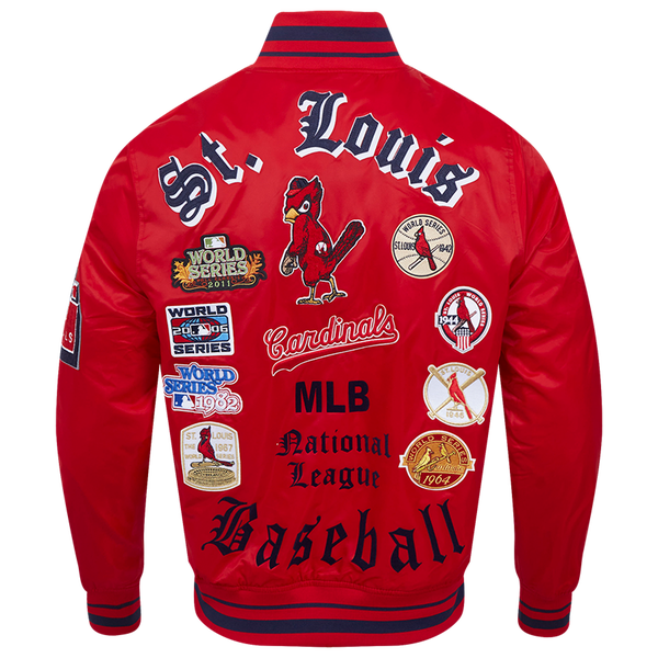 Pro Standard St. Louis Cardinals Old English Rib Satin Jacket - Men's - Red/Midnight Navy/Red - Image 2