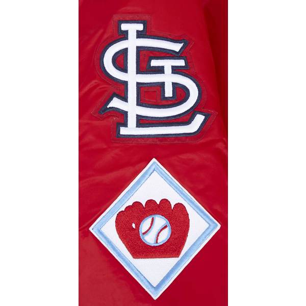 Pro Standard St. Louis Cardinals Old English Rib Satin Jacket - Men's - Red/Midnight Navy/Red - Image 9