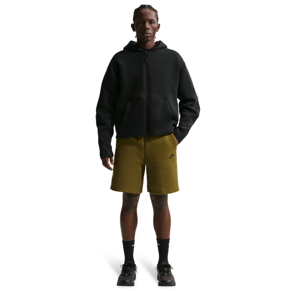 Nike Tech Fleece Shorts - Men's - Black/Olive Flak - Image 4