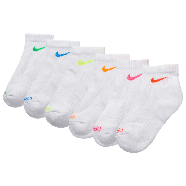 Nike Performance Basic Ankle Socks 6 Pack - Boys' Preschool - White/Volt