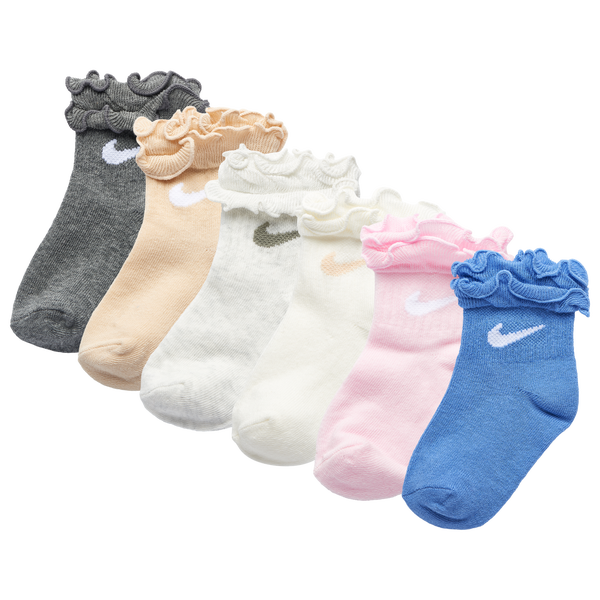 Nike 6 Pack Ruffle Socks - Girls' Toddler - Sail/Pink/Blue