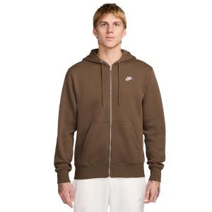 Nike Club Full-Zip Hoodie - Men's - Mosswood/White