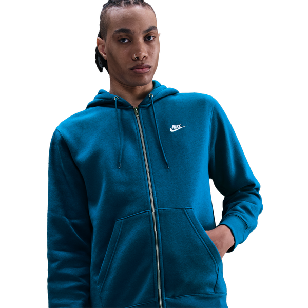 Nike Club Full-Zip Hoodie - Men's - Green Abyss/Green Abyss/White