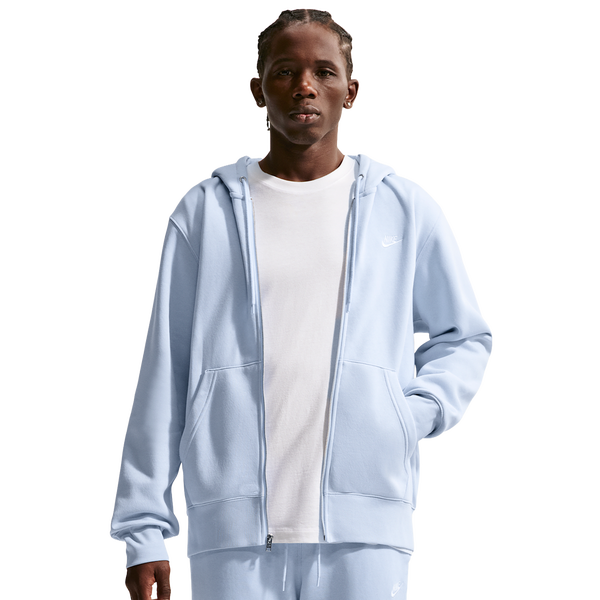 Nike Club Full-Zip Hoodie - Men's - Hydrogen Blue/Hydrogen Blue/White