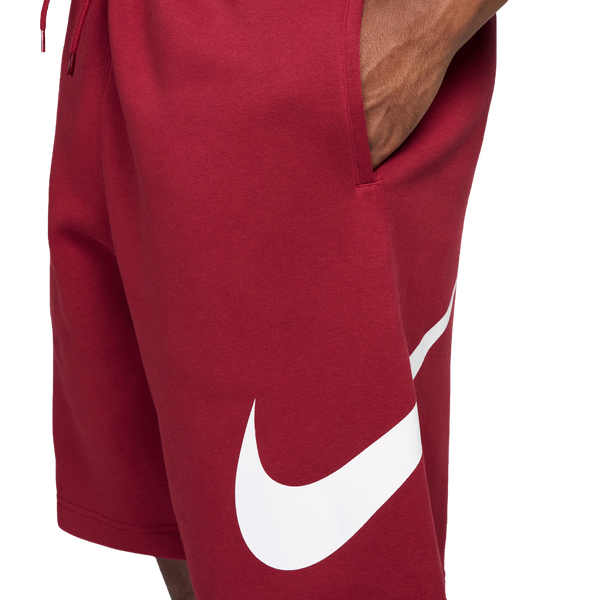 Nike Solo Swoosh Fleece Shorts - Men's - Team Crimson/White - Image 4