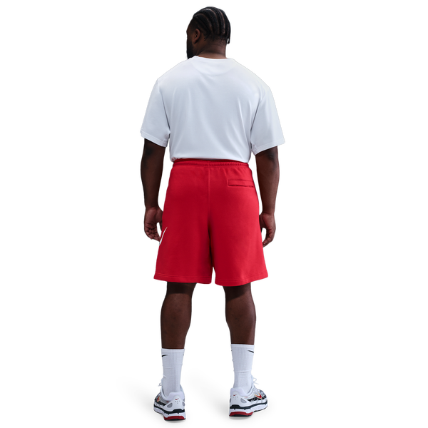 Nike Solo Swoosh Fleece Shorts - Men's - White/Red - Image 2