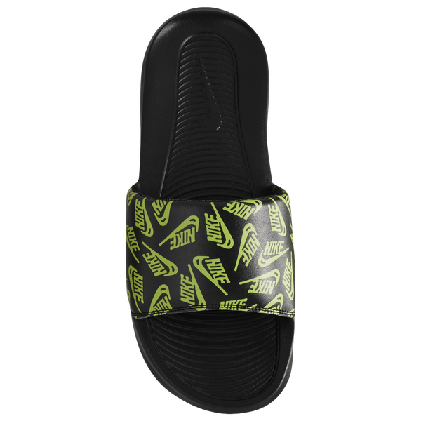 Nike Victori One Slides - Men's - Black/Black/Volt - Image 3