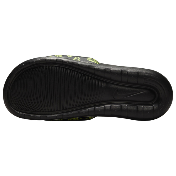 Nike Victori One Slides - Men's - Black/Black/Volt - Image 5