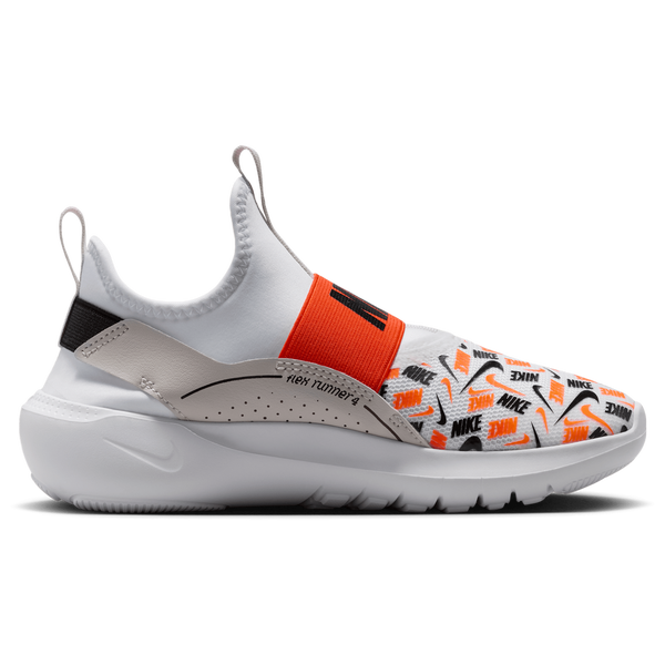 Nike Flex Runner 4 AOP - Boys' Grade School - White/Black/Safety Orange