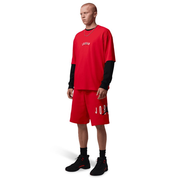 Jordan Back Stretch Oversized Short Sleeve Crew - Men's - Fire Red/White - Image 6