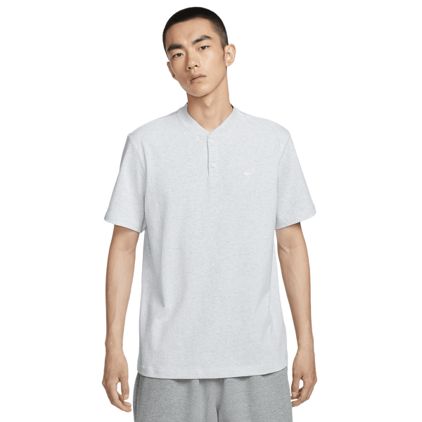 Nike Club SS Henley - Men's - Birch Heather/White/White