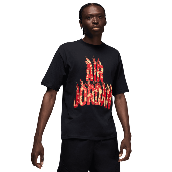 Jordan AJ 5 Fire '85 Short Sleeve Crew - Men's - Black/Red