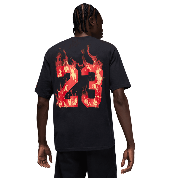 Jordan AJ 5 Fire '85 Short Sleeve Crew - Men's - Black/Red - Image 2