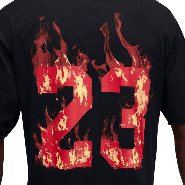 Jordan AJ 5 Fire '85 Short Sleeve Crew - Men's - Black/Red - Image 4