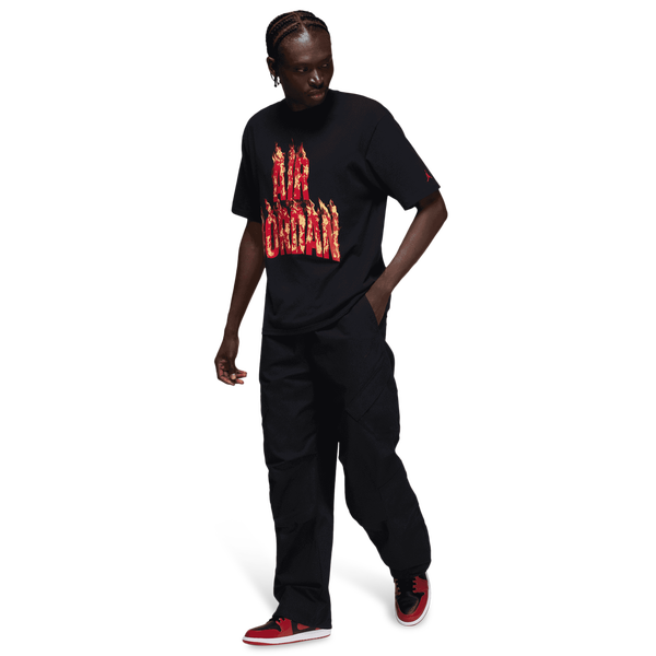 Jordan AJ 5 Fire '85 Short Sleeve Crew - Men's - Black/Red - Image 7