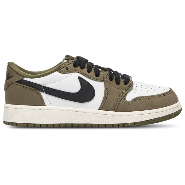 Jordan AJ 1 Retro Low OG - Boys' Grade School - White/Olive/Black