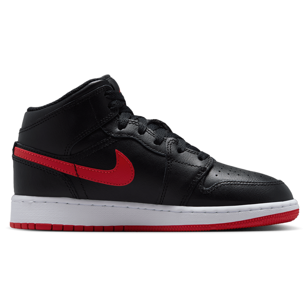 Jordan AJ 1 Mid - Boys' Grade School - Black/Red