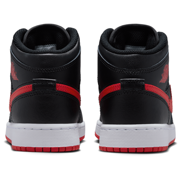 Jordan AJ 1 Mid - Boys' Grade School - Black/Red - Image 3
