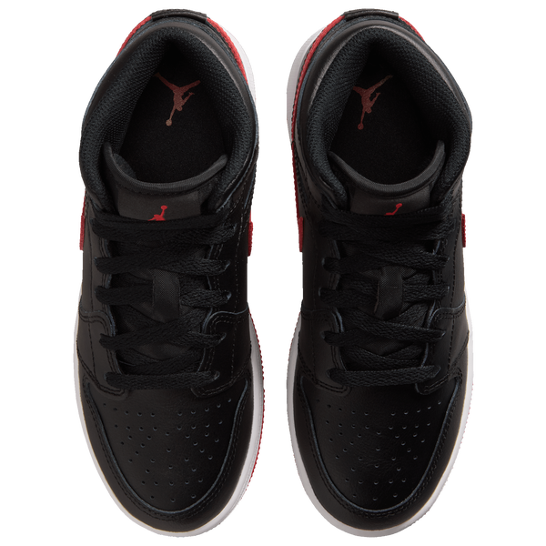 Jordan AJ 1 Mid - Boys' Grade School - Black/Red - Image 4