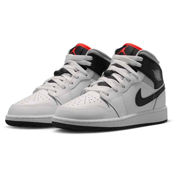 Jordan AJ 1 Mid - Boys' Grade School - Summit White/Black/Infrared - Image 6