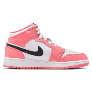 Jordan Jordan 1 Mid - Girls' Grade School - Pink Gaze/Black/White