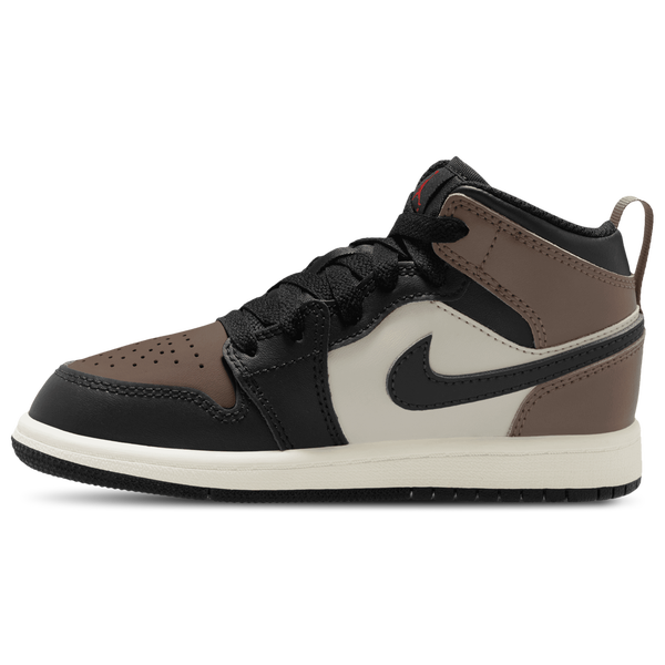 Jordan AJ 1 Mid - Boys' Preschool - Black/Phantom/Univ Red - Image 2