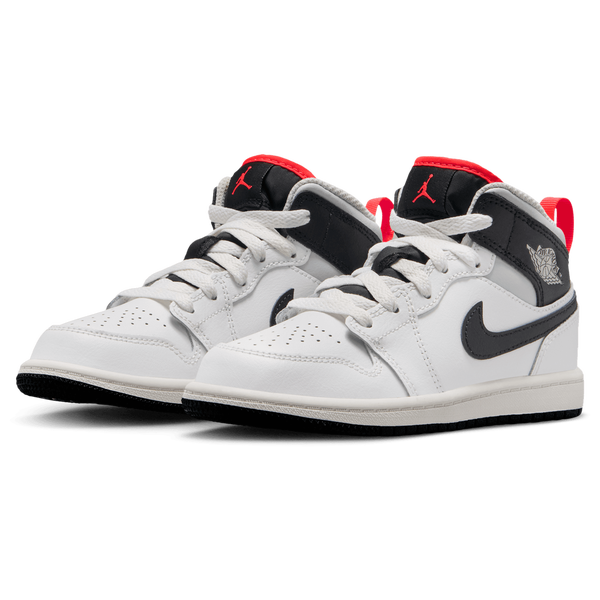 Jordan AJ 1 Mid - Boys' Preschool - Summit White/Black/Infrared - Image 5