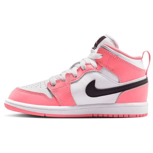 Jordan AJ 1 Mid - Girls' Preschool - White/Black/Pink Gaze - Image 2