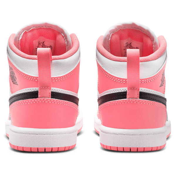 Jordan AJ 1 Mid - Girls' Preschool - White/Black/Pink Gaze - Image 3