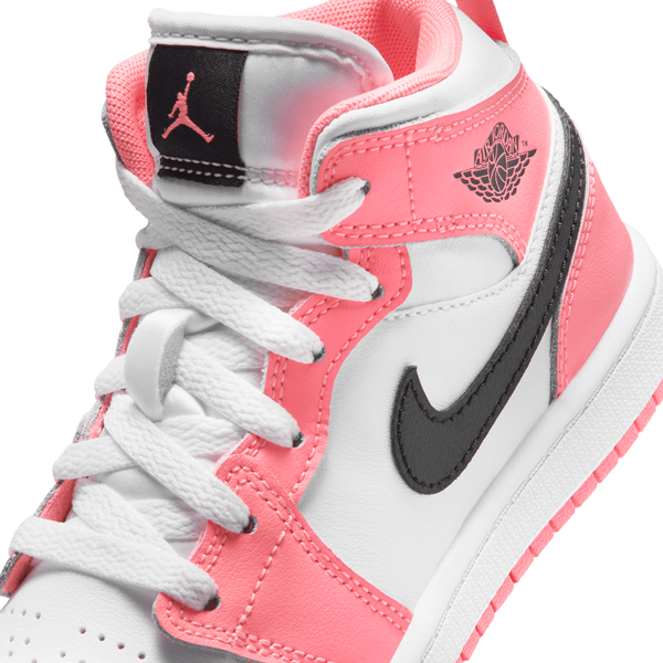 Jordan AJ 1 Mid - Girls' Preschool - White/Black/Pink Gaze - Image 7