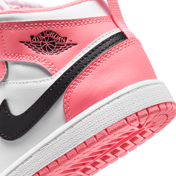 Jordan AJ 1 Mid - Girls' Preschool - White/Black/Pink Gaze - Image 8