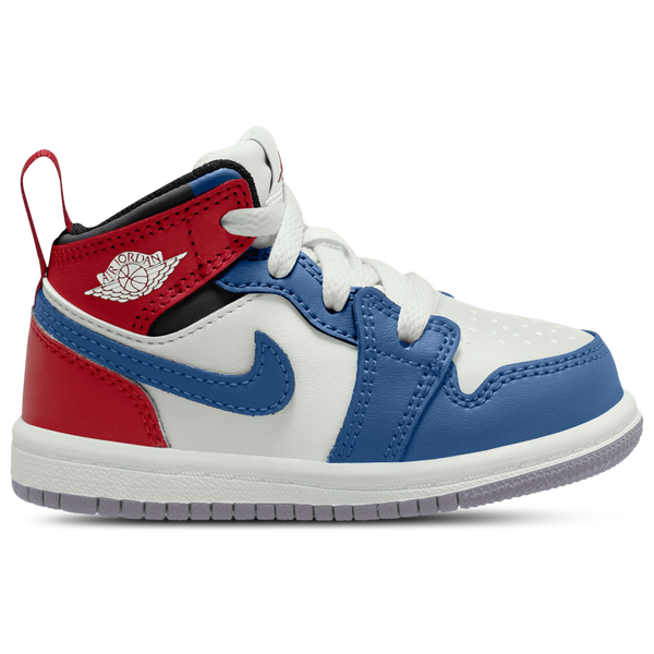 Jordan AJ 1 Mid - Girls' Toddler - True Blue/Varsity Red/Summit White