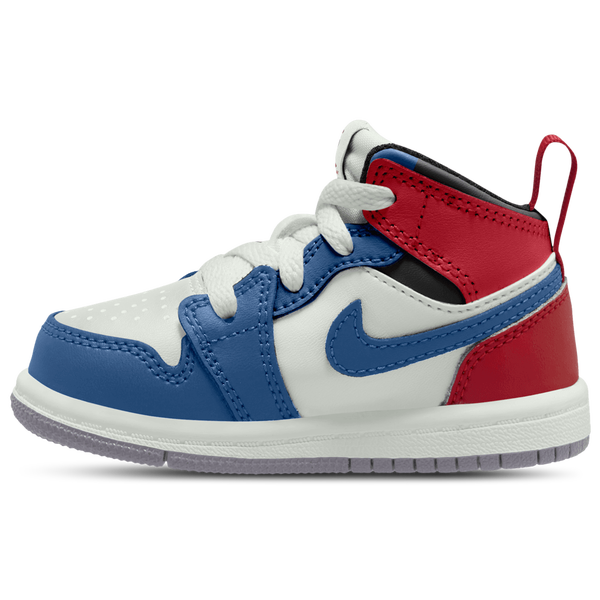 Jordan AJ 1 Mid - Girls' Toddler - True Blue/Varsity Red/Summit White - Image 2