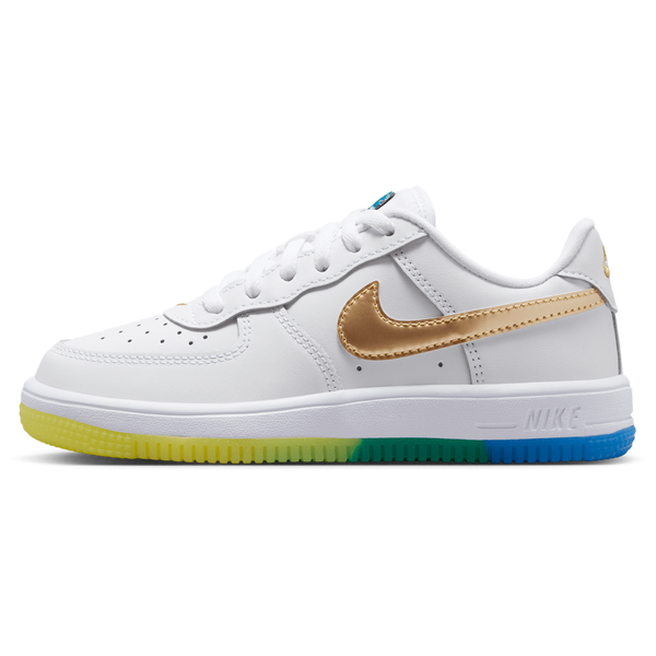 Nike Force 1 Low Wc Lace - Boys' Preschool - Soar/Metallic Gold/White - Image 2