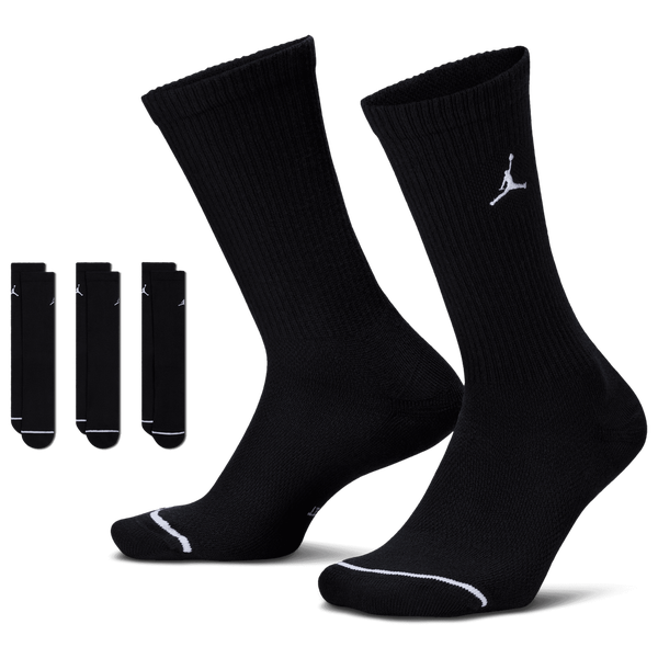 Jordan Everyday 3 Pack Cushion Crew Socks - Men's - Black/White