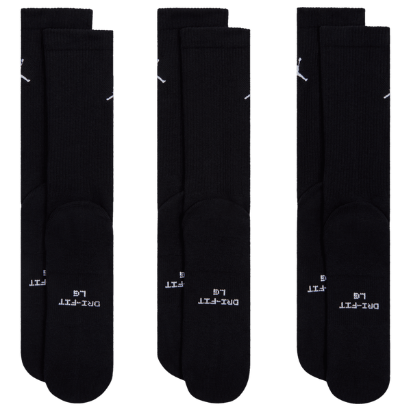 Jordan Everyday 3 Pack Cushion Crew Socks - Men's - Black/White - Image 3