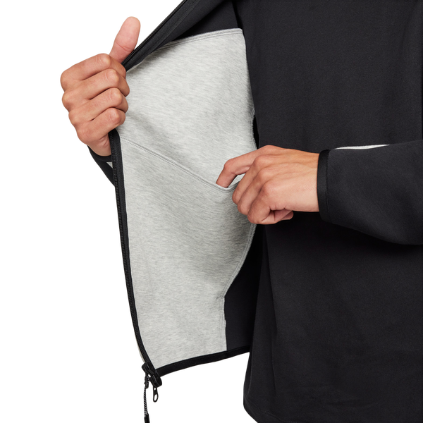 Nike Tech Fleece Full-Zip Windrunner Hoodie - Men's - Black/Grey - Image 7