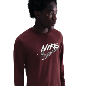 Nike Dri-FIT Long Sleeve Print Pack T-Shirt - Men's - Dark Team Red