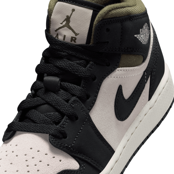 Jordan Air Jordan 1 Mid SE - Boys' Grade School - Off Noir/Light Orewood/Medium Olive - Image 7