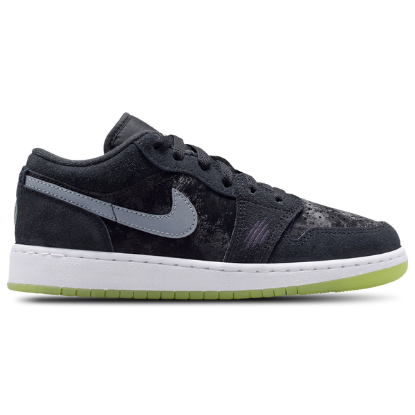 Jordan Air Jordan 1 Low SS - Boys' Grade School - Barely Volt/Black/Iron Grey